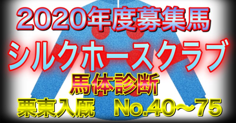 シルクホースクラブ　2020年度募集馬　栗東入厩馬　馬体診断No.40〜75