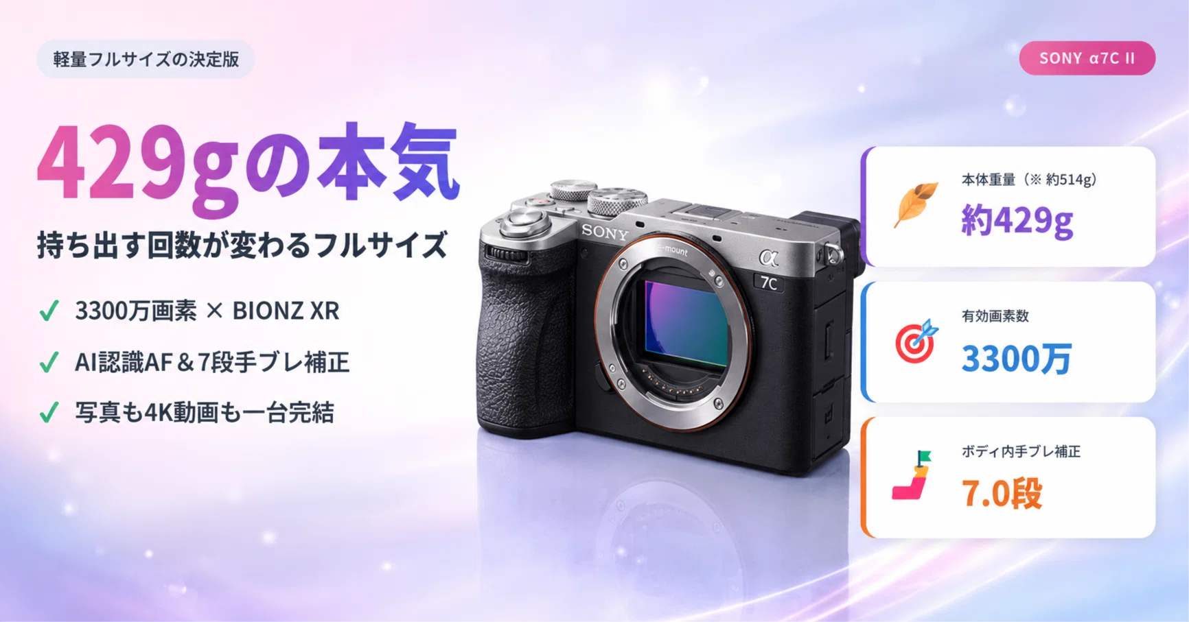 SONY α7C II 本体（ショット数2,309） SONY α7C II 徹底解説】429gのフルサイズが「撮る人の未来」を変える