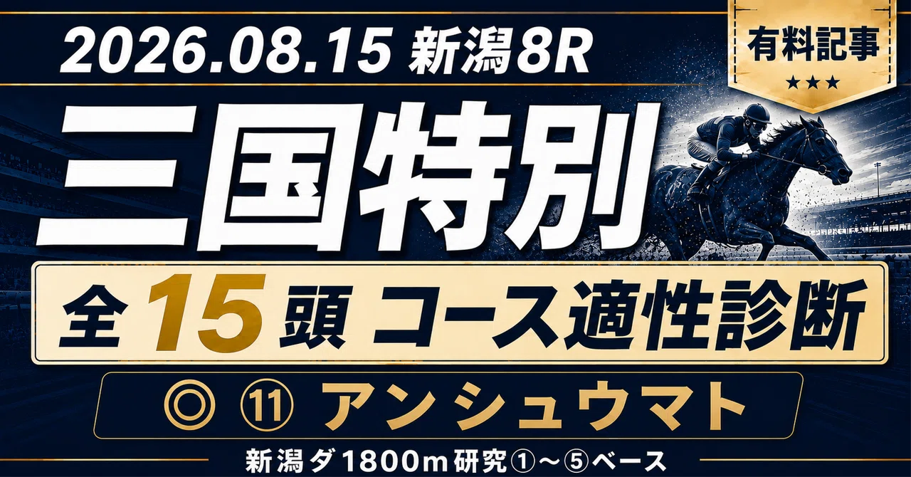 💰️2026.08.15 新潟8R 三国特別 馬連3頭ボックス予想｜ワイドボックス