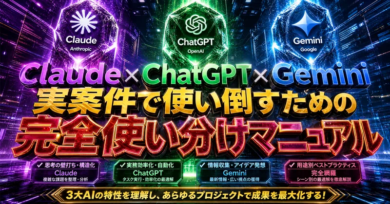 Claude×ChatGPT×Gemini 実案件で使い倒すための完全使い分けマニュアル