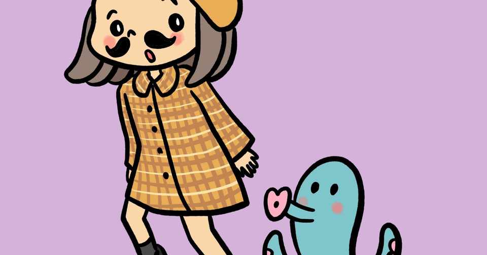 髭ガールと相棒のタコ 高井じゅり イラストレーター Note