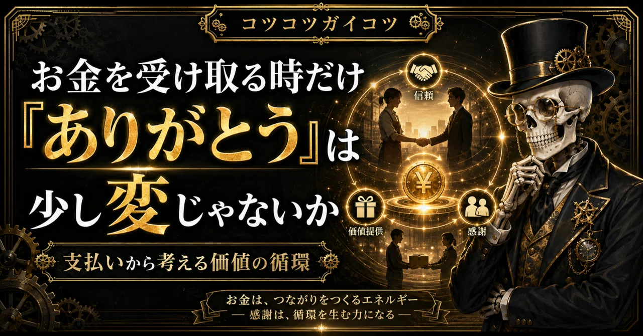 お金を受け取る時だけ「ありがとう」と言うのは、少し変じゃないか|支払いから考える価値の循環|コツコツガイコツ/運とコネ無し人間の記録