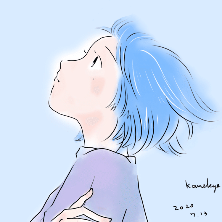 今日は昨日のに色塗り。風をつかまえて。おやすみなさい。

#イラスト　#女の子　#風　#風を集めて　#風をつかまえて