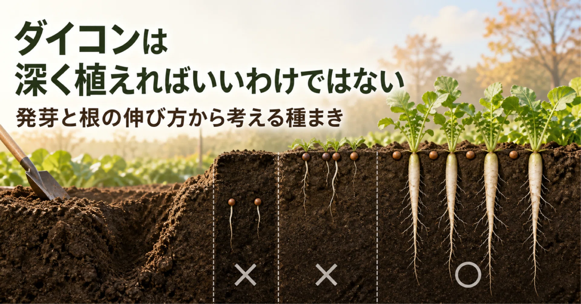 ダイコンは深く植えればいいわけではない｜発芽と根の伸び方から考える