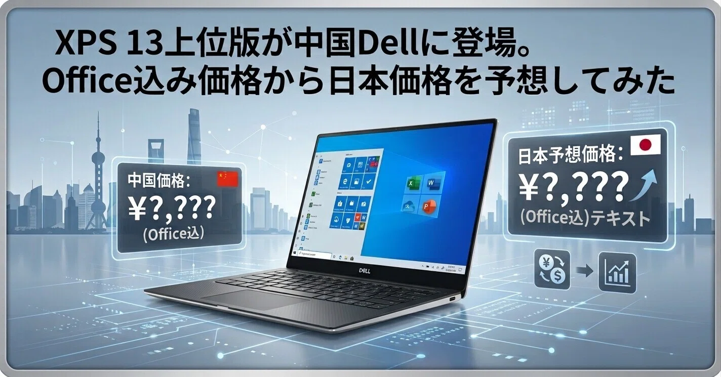 XPS 13上位版が中国Dellに登場。Office込み価格から日本価格を予想して