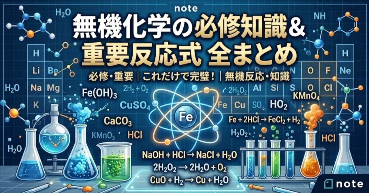 高校化学解説】無機化学の必修知識＆重要反応式 全まとめ｜佐々木亮太
