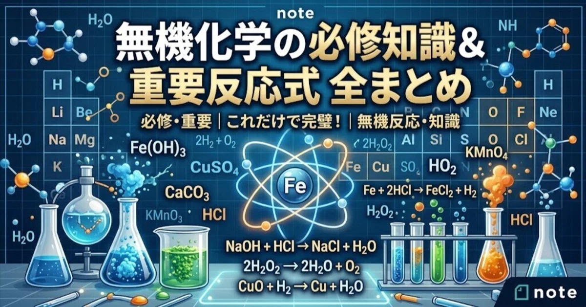 高校化学解説】無機化学の必修知識＆重要反応式 全まとめ｜佐々木亮太