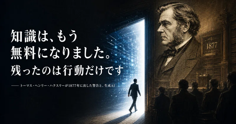 知識は、もう無料になりました。残ったのは行動だけです―― トーマス・ヘンリー・ハクスリーが1877年に出した警告と、生成AI eyecatch