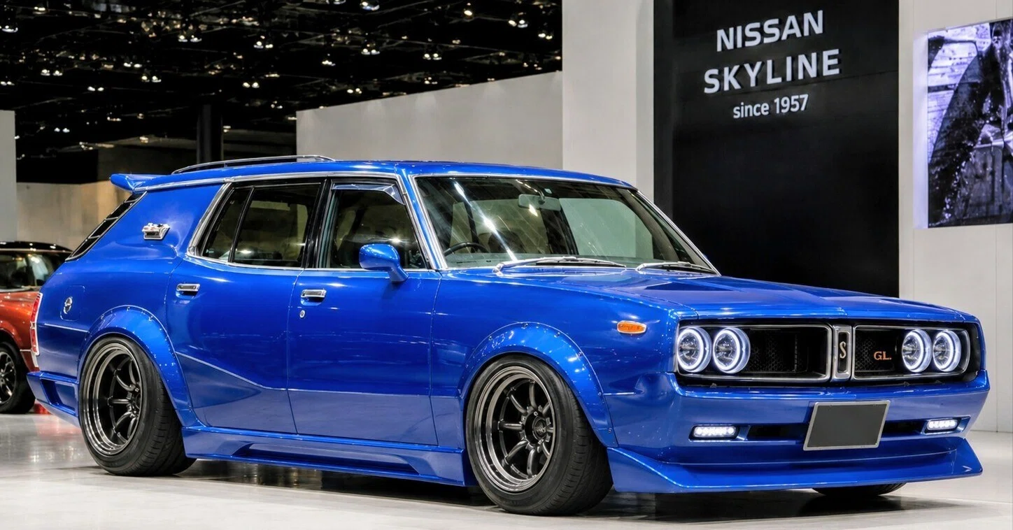 73年式日産スカイライン1800ワゴン.スポーティGLをLED＆エアロ仕様にし