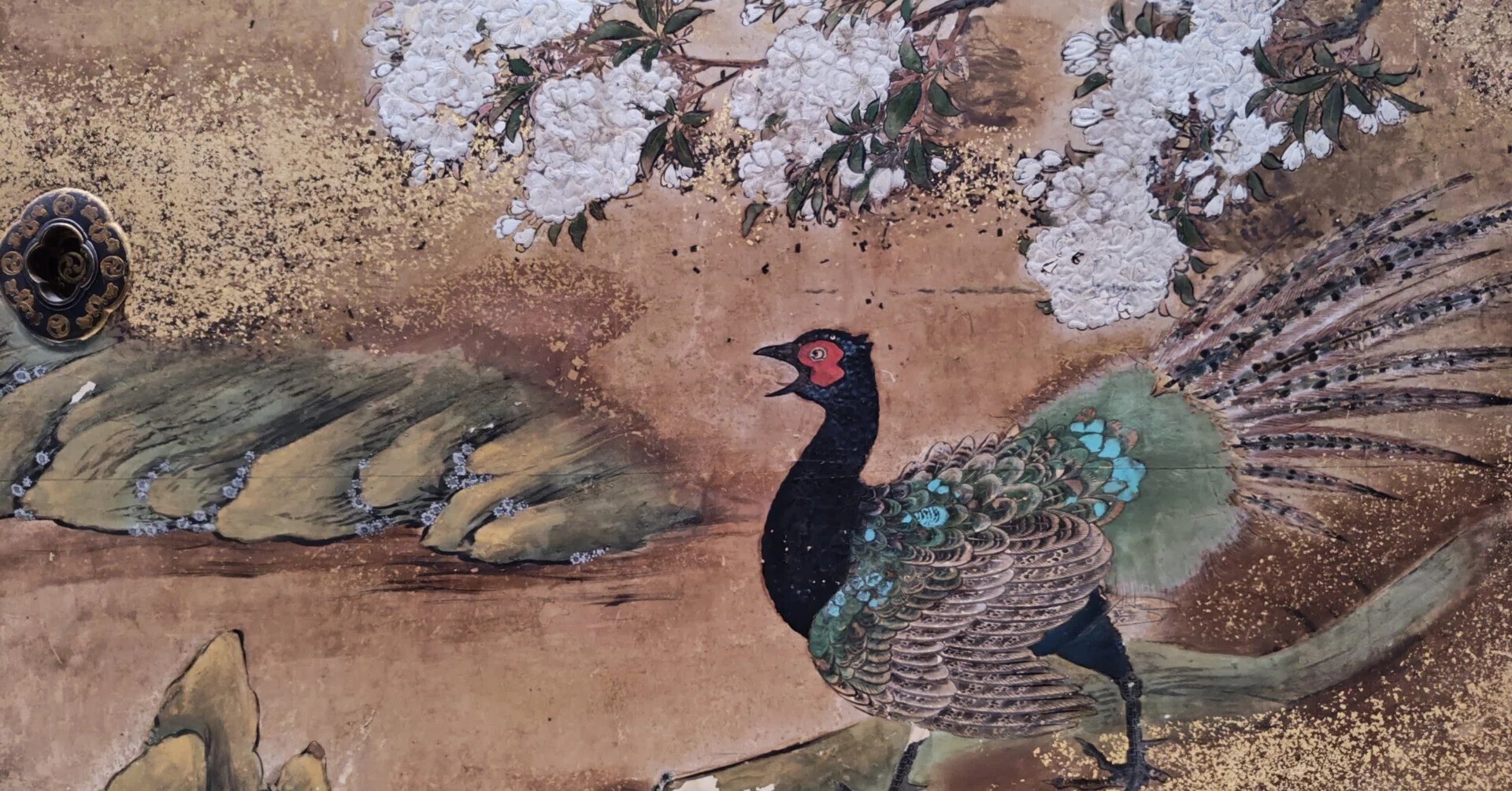 大英博物館展出品作③狩野宗眼重信《春景花鳥図襖》桃山時代末-江戸