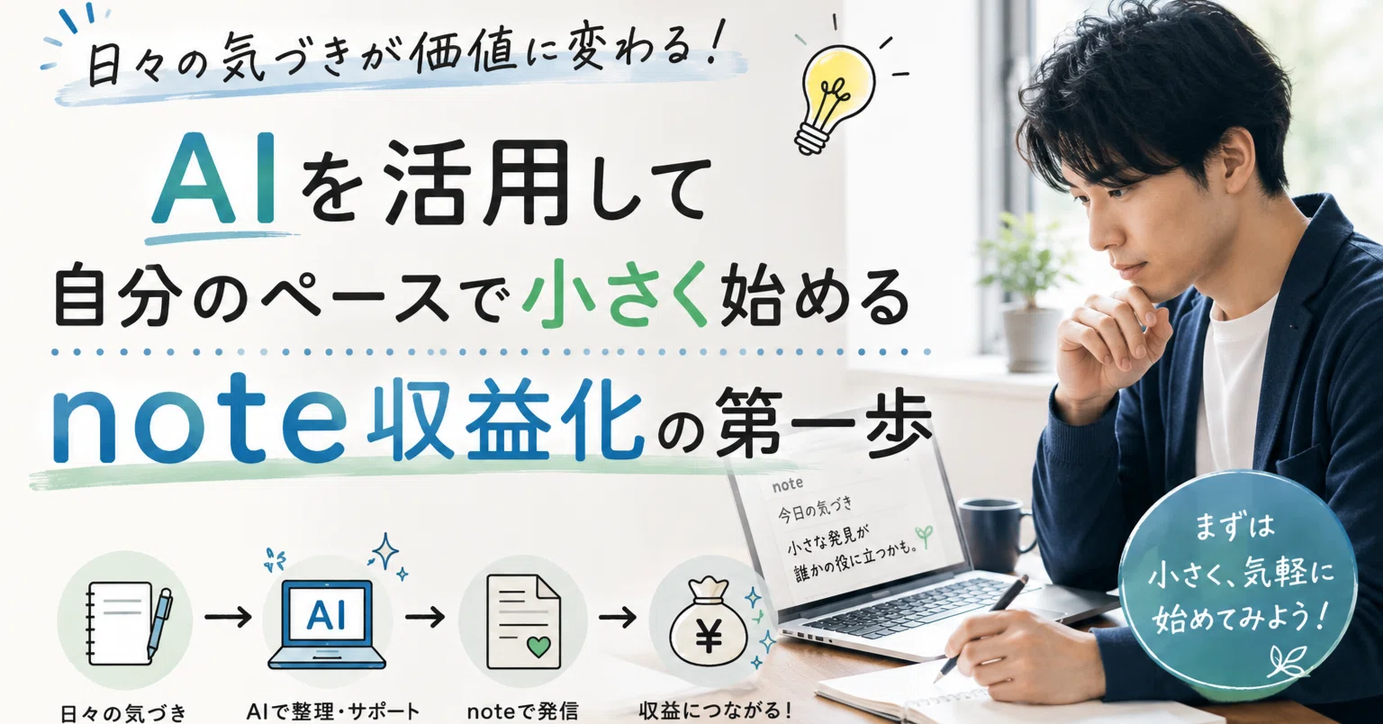 日々の気づきが価値に変わる！AIを活用して自分のペースで小さく始める