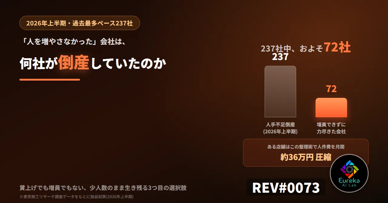 REV#0073｜人手不足倒産237件のうち、「人を増やさなかった」会社は何