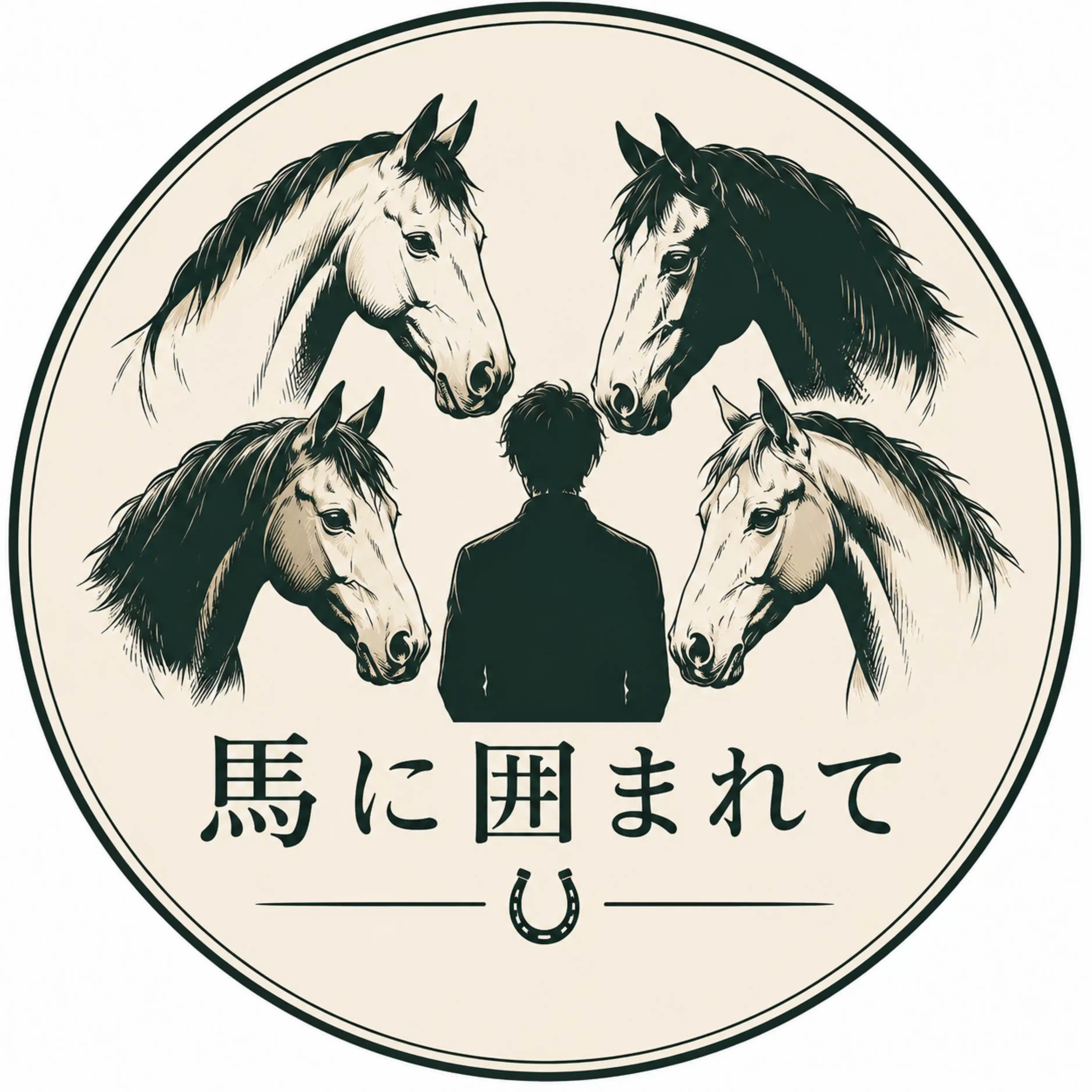 馬に囲まれて