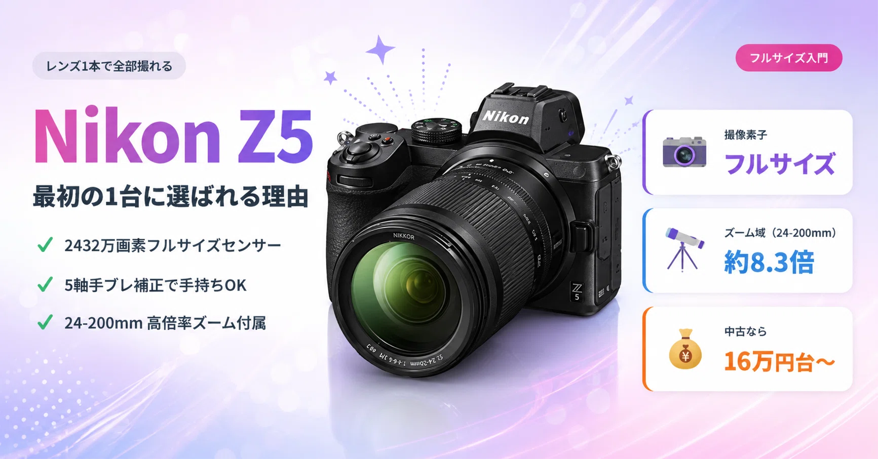 フルサイズ、実は今が狙い目。Nikon Z5 24-200レンズキットを『最初の1