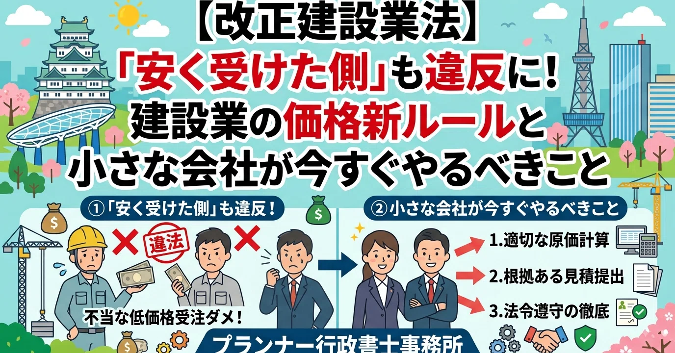 改正建設業法】「安く受けた側」も違反に！建設業の価格新ルールと