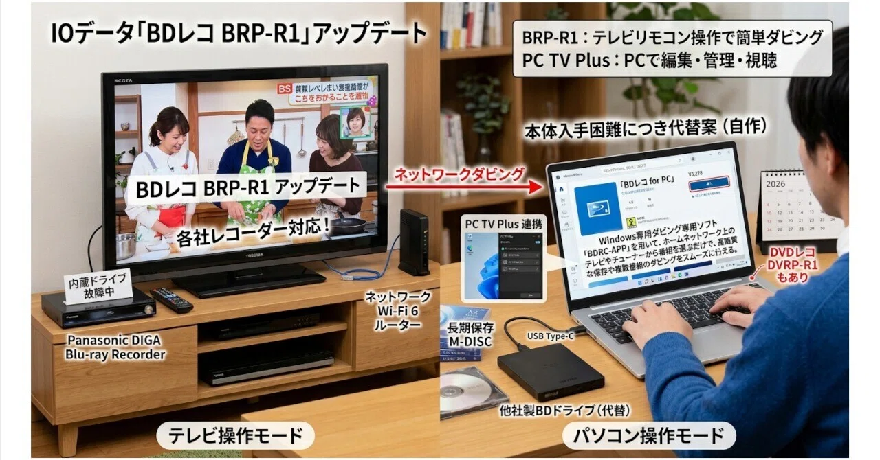 あのIOデータ「BDレコ BRP-R1」がアップデート、入手困難な状況続く