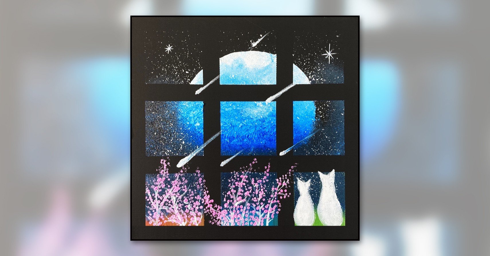 アクリル絵の具を使用した 窓から見る輝く世界 の描き方 初心者が簡単に絵を描く方法 Junya Art Note