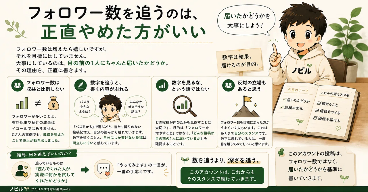 フォロワー数を追うのは、正直やめた方がいい｜ノビル