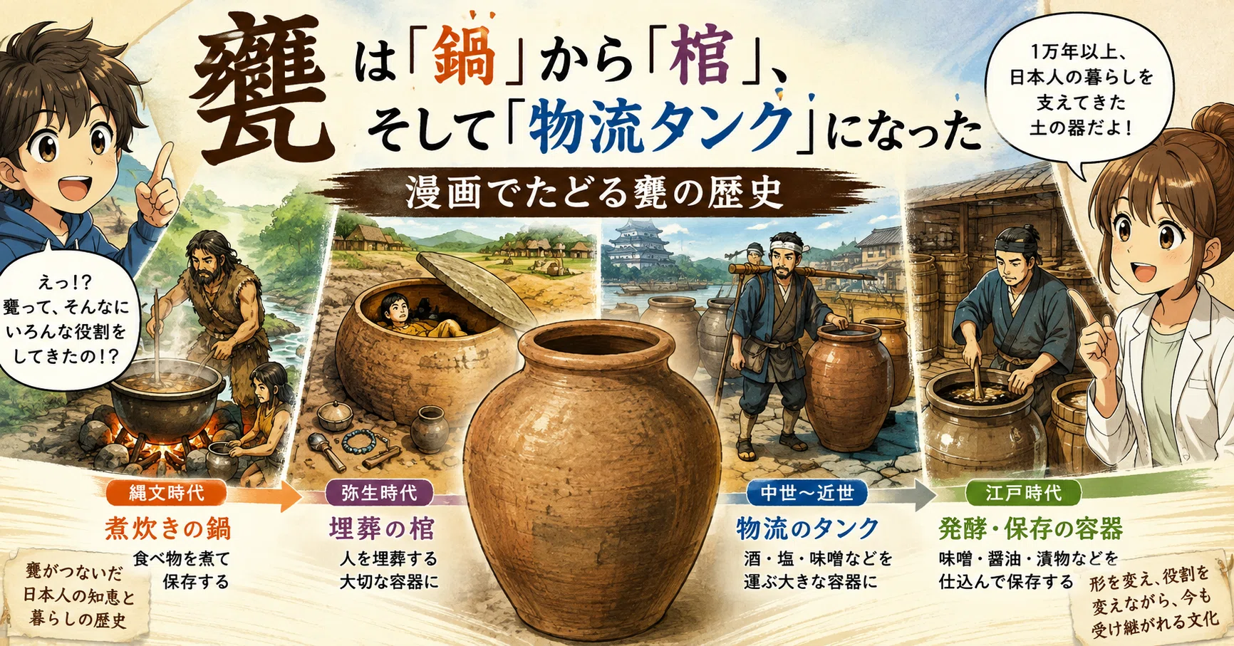 甕は「鍋」から「棺」、そして「物流タンク」になった――漫画でたどる甕