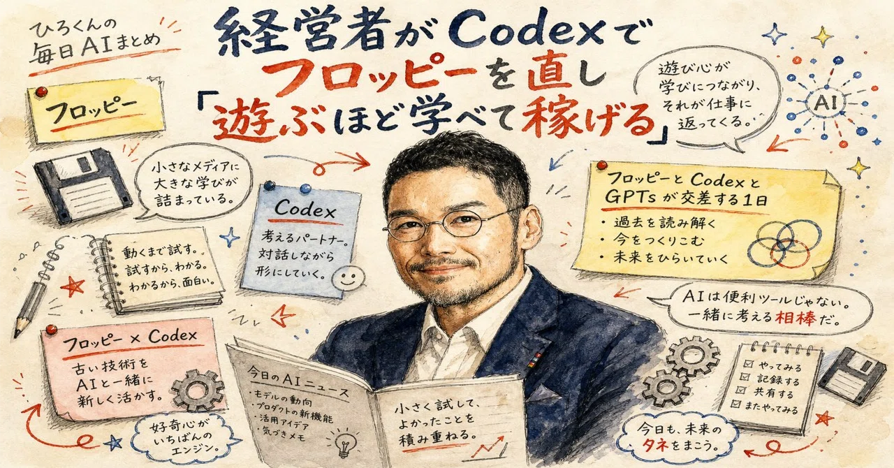 経営者がCodexでフロッピーを直し「遊ぶほど学べて稼げる」｜50kg