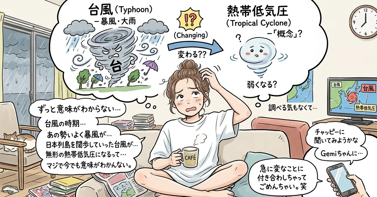 台風が熱帯低気圧に変わりました。|じゃすいちゃん