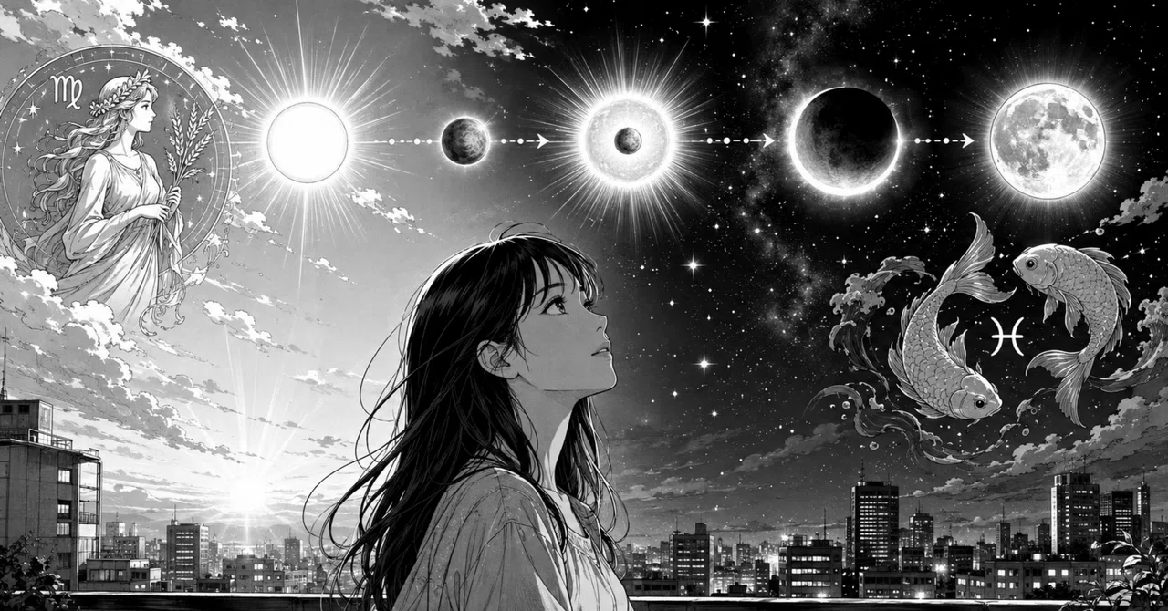 【12星座】8月23日〜28日、乙女座から魚座月食へ|太陽・水星・カジミがつなぐ6日間|ホシロジー
