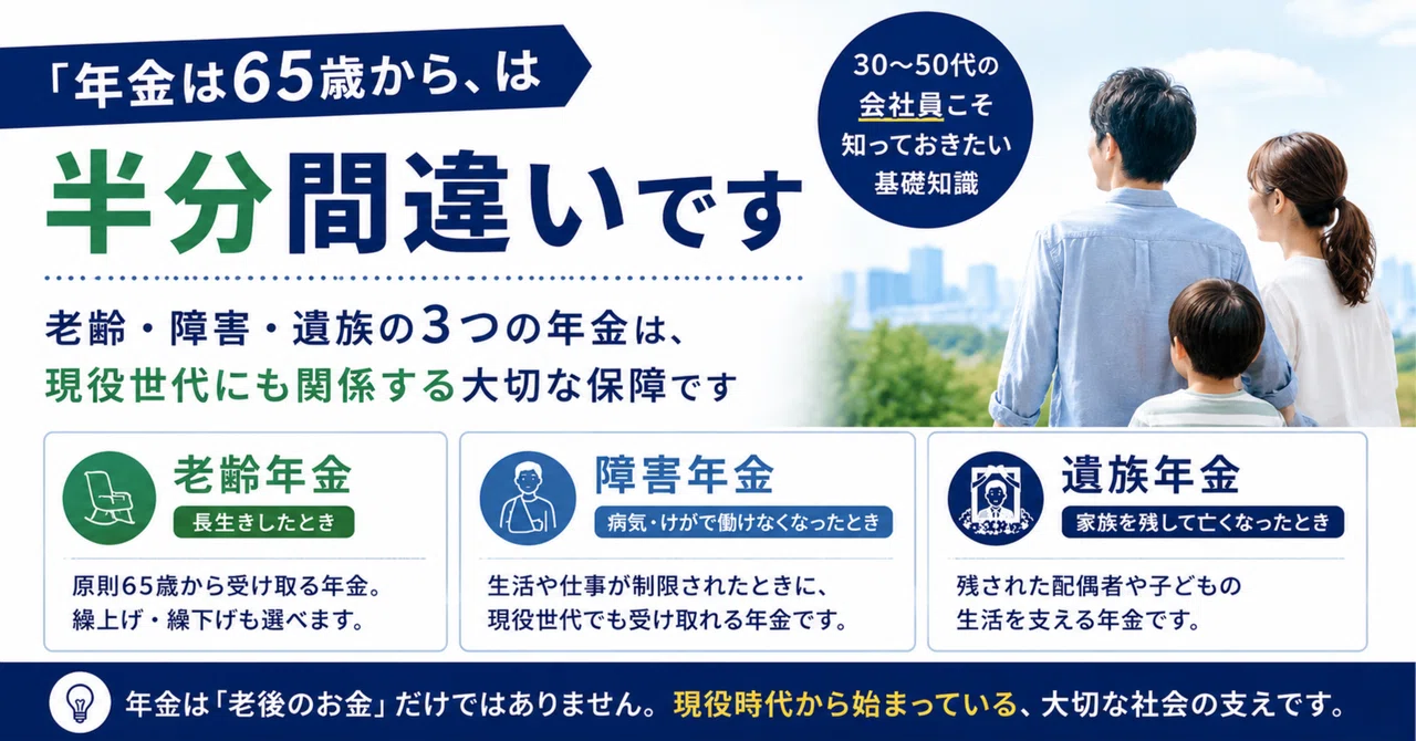 「年金は65歳から」は半分間違い。現役世代ほど知っておきたい「3つの年金」|ちゃむ|保険と社会保険の本音