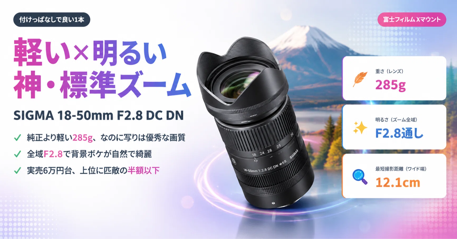 神レンズ】富士フイルムに付けっぱなしで良い1本 SIGMA 18-50mm F2.8