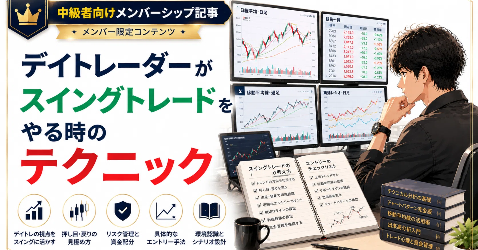 デイトレーダーがスイングトレードをやる時のテクニックについて｜ろん