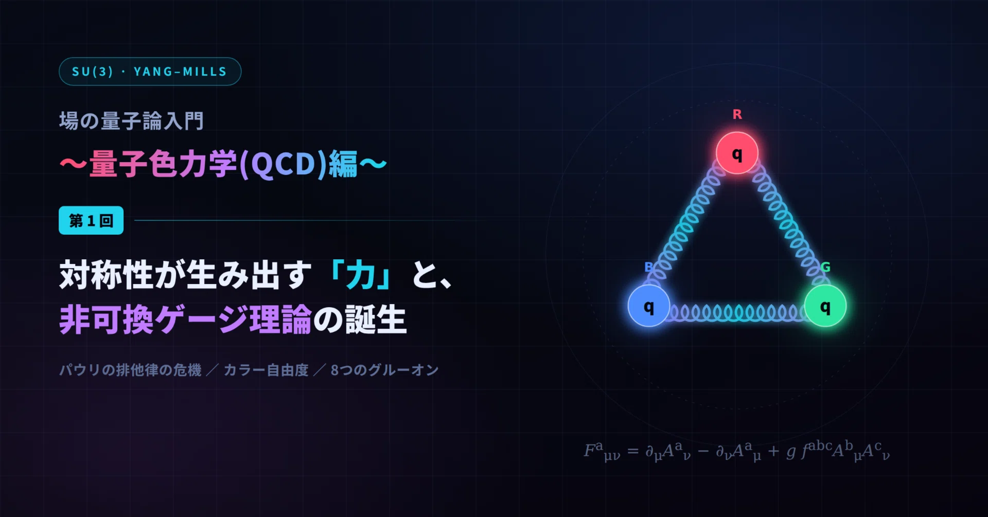 場の量子力学 場の量子論入門 ～量子色力学(QCD)編～【第1回】対称性が生み出す「力