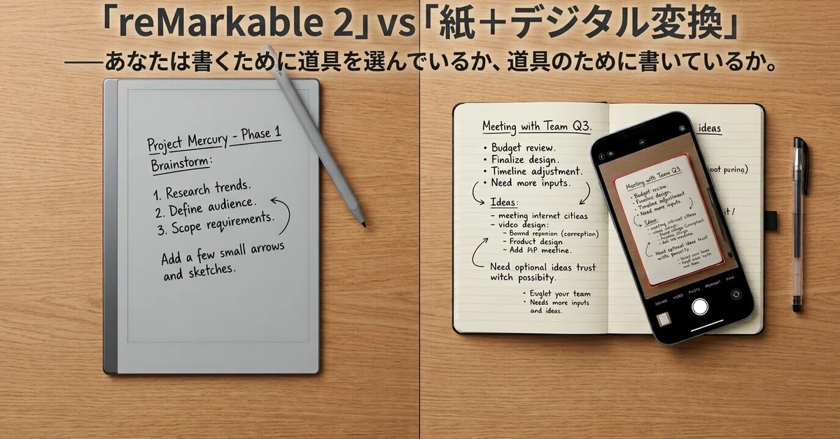 reMarkable 2」vs「紙＋デジタル変換」——あなたは書くために道具を選ん