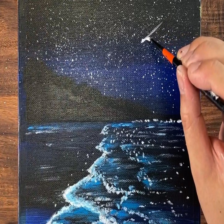 アクリル絵の具を使用した 輝く海 の描き方 初心者が簡単に絵を描く方法 Junya Art Note