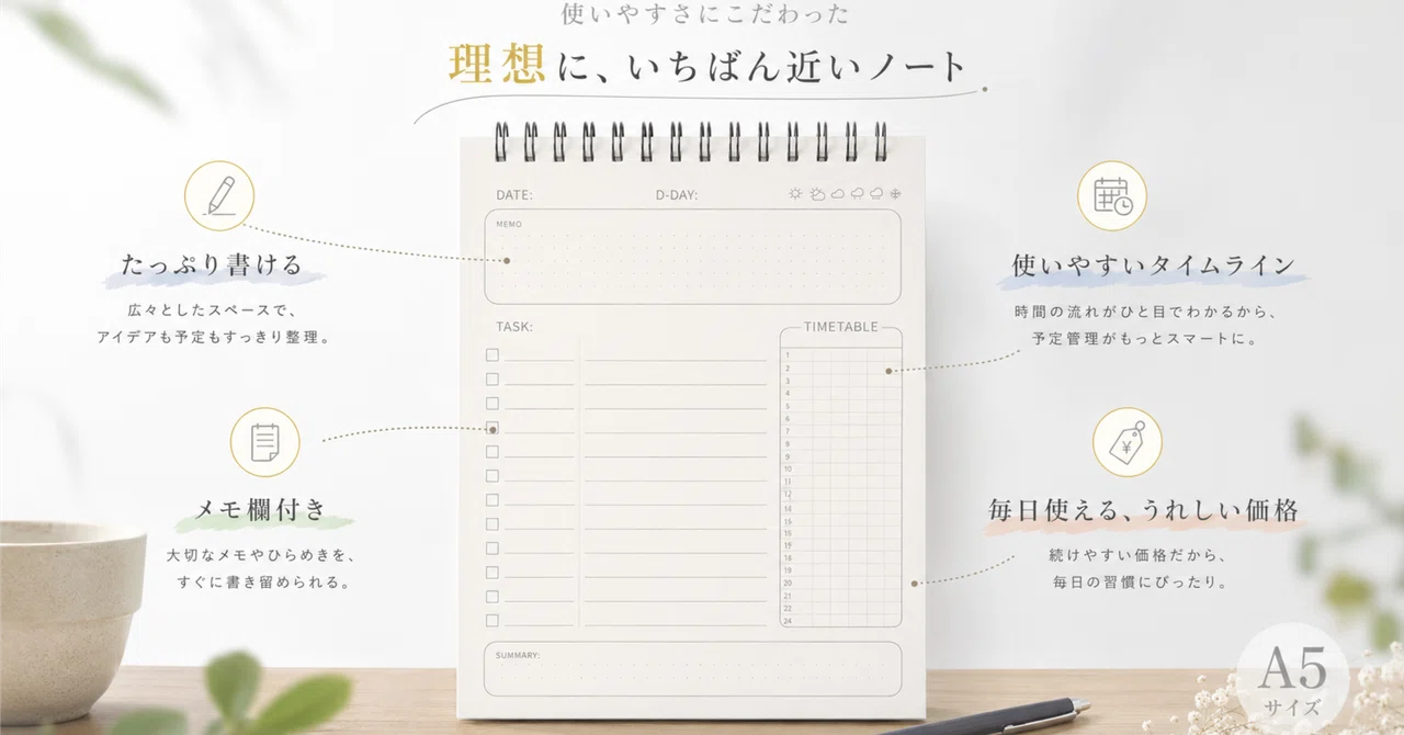 私はノートが大事だと思いますノートが1つあればみんな何でもかけちゃうからです 900円で見つけた理想のTODOノート｜りょーた（ガジェオタ）