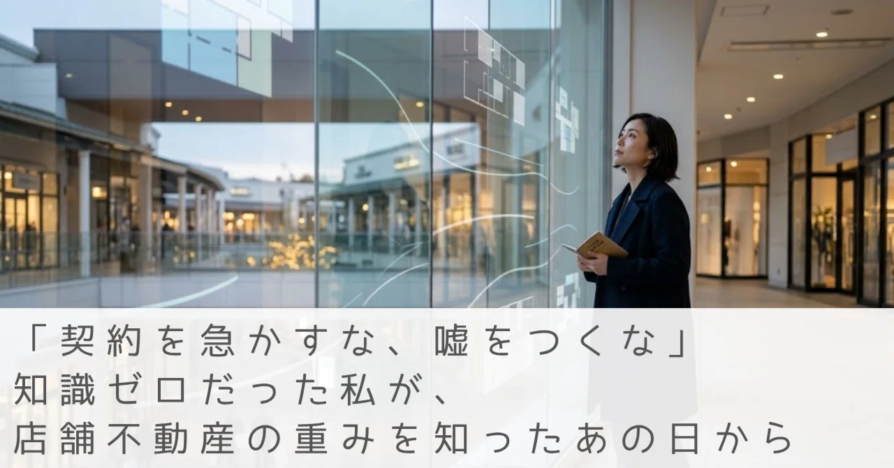 「契約を急かすな、嘘をつくな」知識ゼロだった私が、店舗不動産の重みを知ったあの日から｜ユウ｜商業不動産コンサルティング
