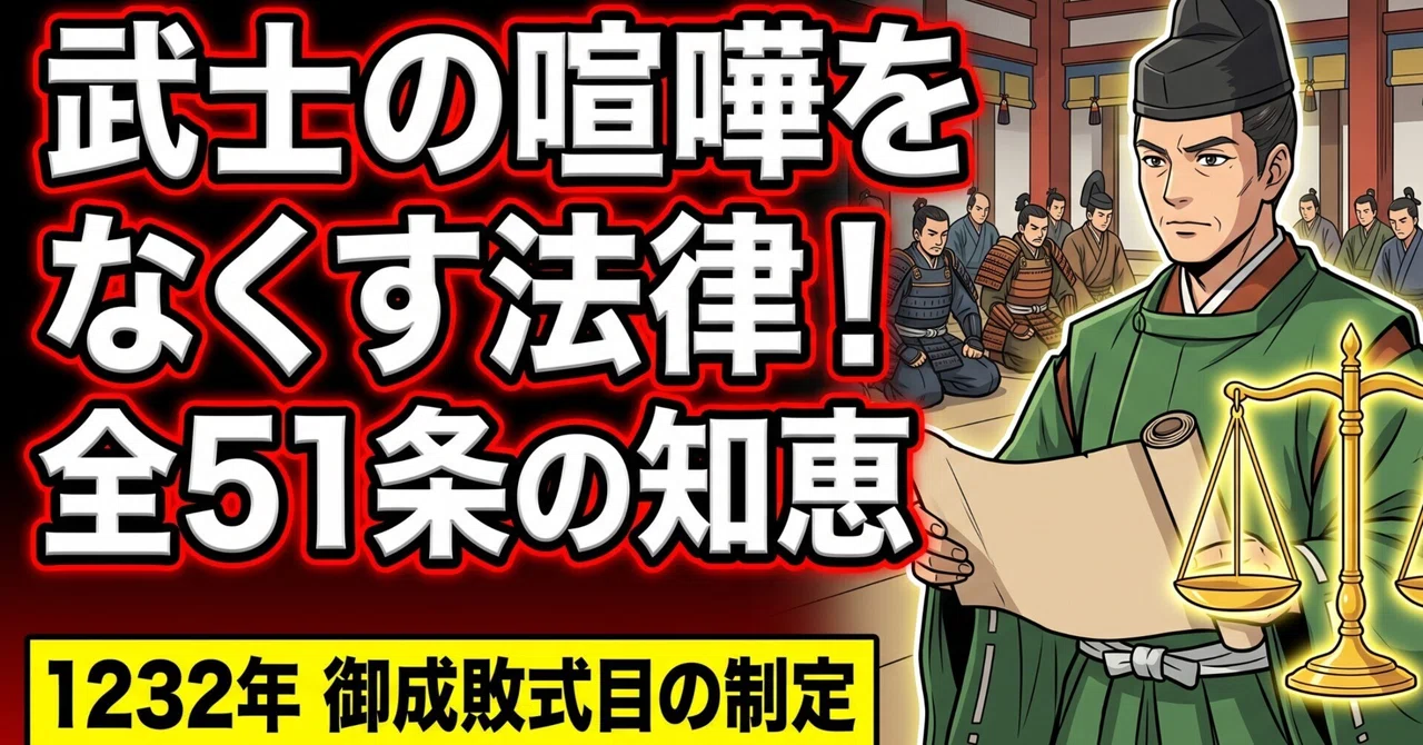 【図解】御成敗式目の制定（1232年）｜「武士の喧嘩をなくす！超わかりやすい法律」｜風わいわい
