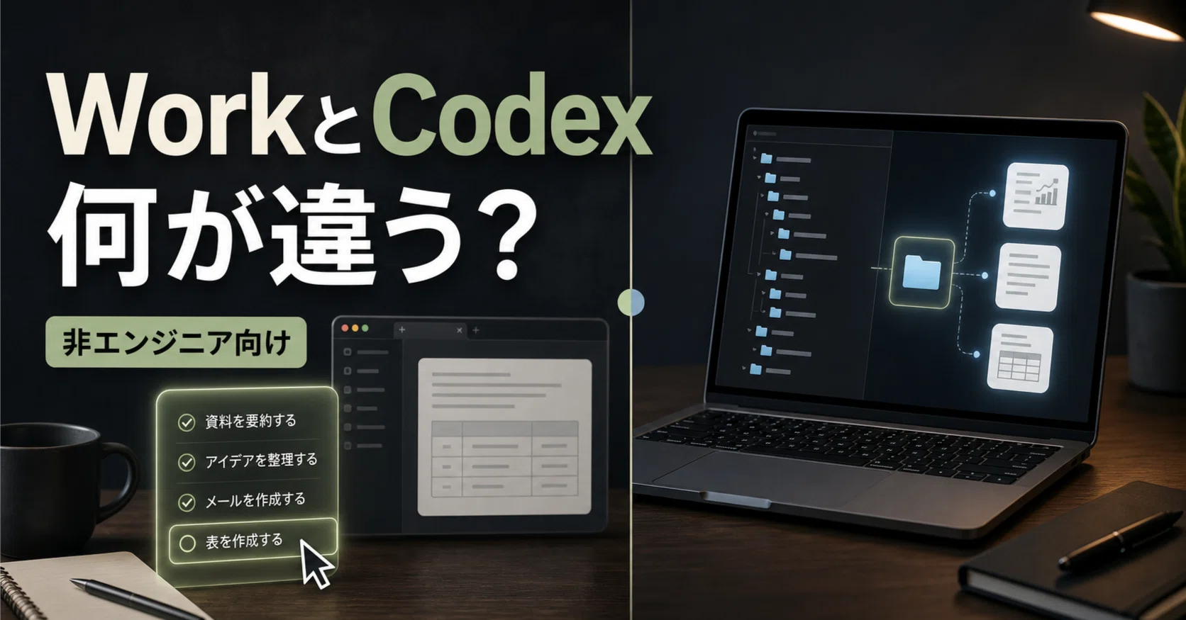 ChatGPT WorkとCodexの違いがわからなかったので、非エンジニアなりに