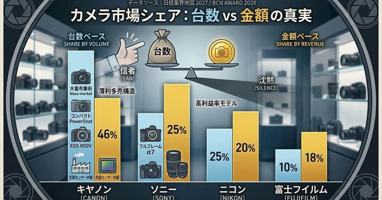 出荷台数シェア首位」の罠〜金額とミラーレス市場から見えてくるカメラ