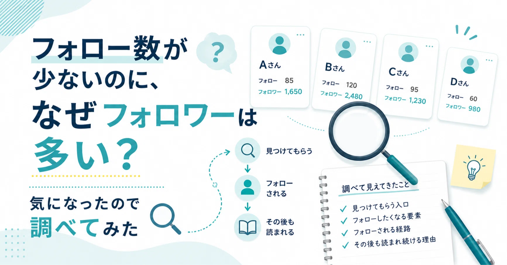 フォロー数＜＜フォロワー数の人、どうやって増えた？気になったので