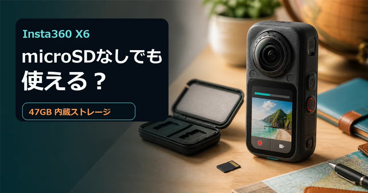 Insta360 X6はmicroSDカードなしで使える？｜47GB内蔵ストレージと