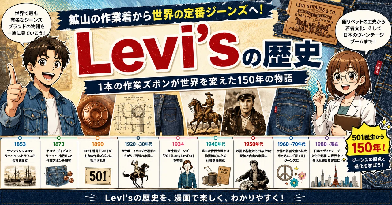 漫画でわかる】Levi'sの歴史――鉱山の作業着から世界の定番ジーンズへ