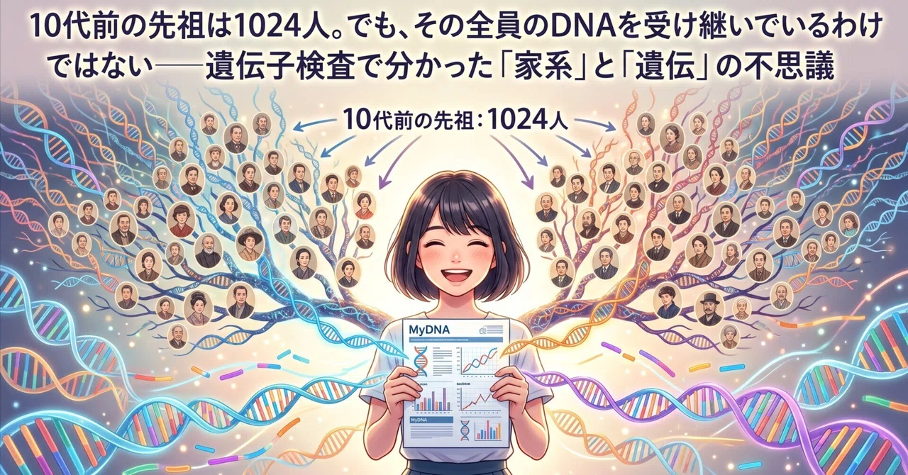 10代前の先祖は1024人。でも、その全員のDNAを受け継いでいるわけではない―遺伝子検査で分かった「家系」と「遺伝」の不思議|勝部泰之(弁護士)