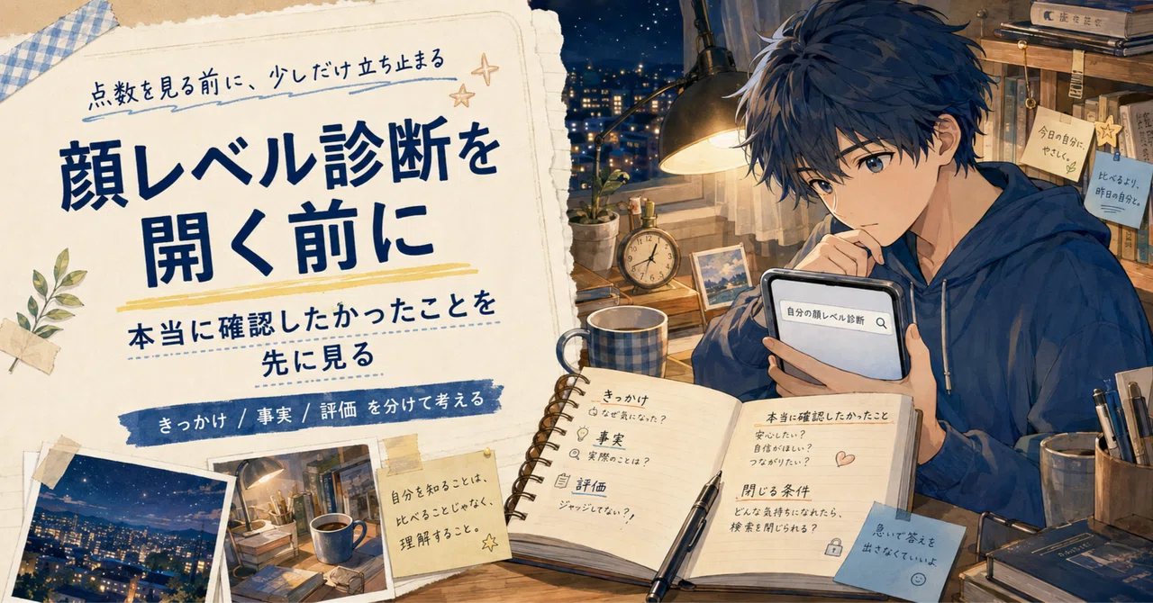 顔レベル診断を開く前に書く3つ|みお📦フォロバ100|AIツール実験室