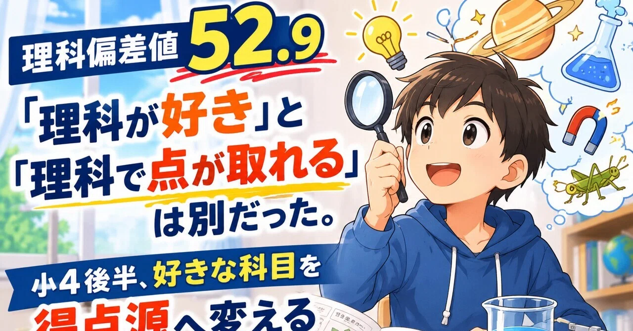 小4グノーブル】理科偏差値52.9——「理科が好き」と「理科で点が取れる