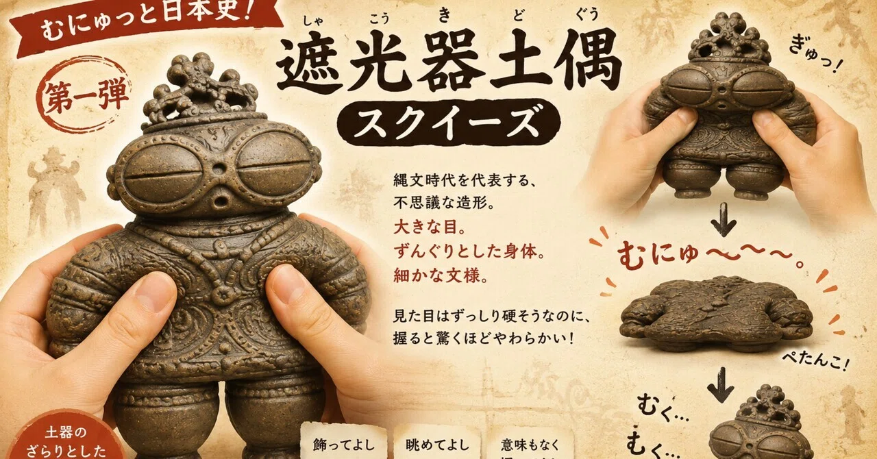 むにゅっと日本史！第一弾『遮光器土偶スクイーズ』｜こっぺぱん
