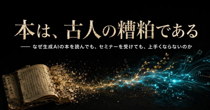 本は、古人の糟粕である―― なぜ生成AIの本を読んでも、 セミナーを受けても、上手くならないのか eyecatch