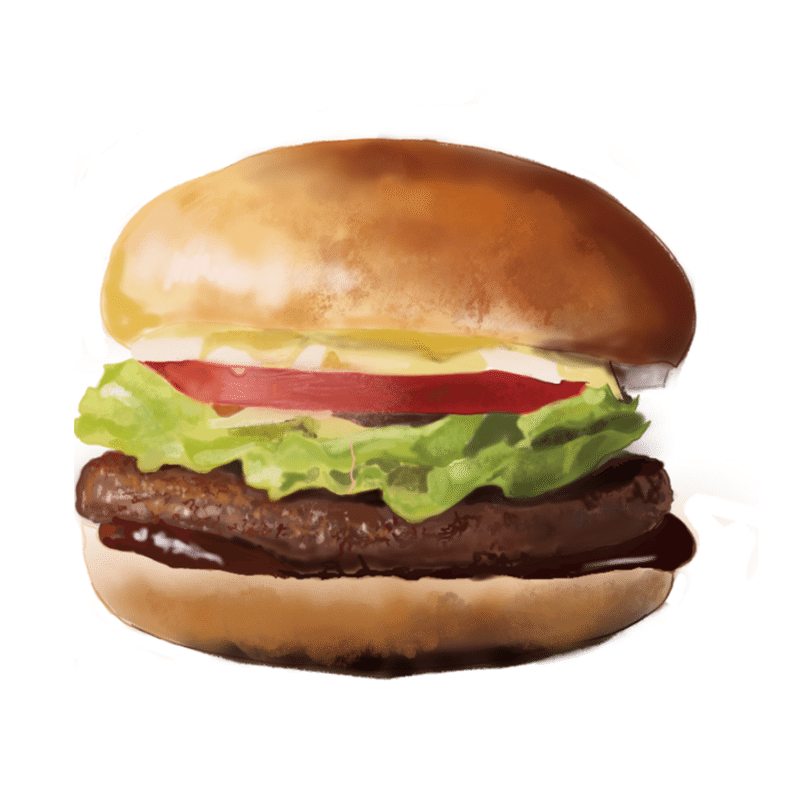 イラスト 時々無性に食べたいハンバーガー トロッコ Note