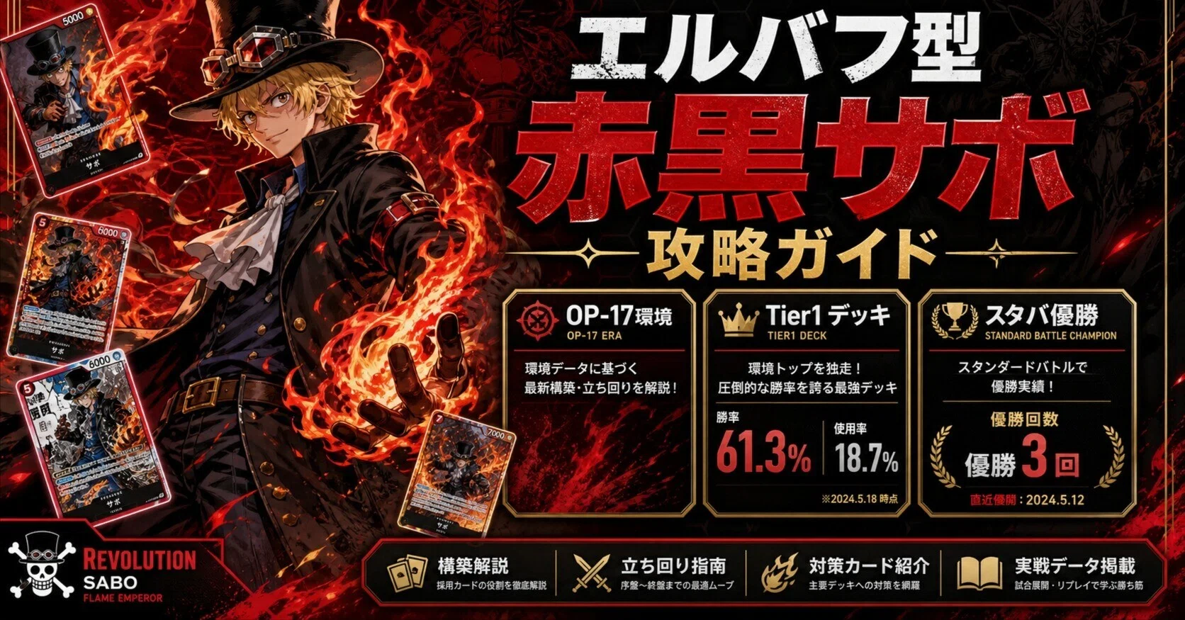 【【スタバ優勝構築】エルバフ型赤黒サボ　構築済みデッキ 約7000文字！【スタバ優勝・フラシ入賞を本気で狙う人へ】🔥OP-17環境