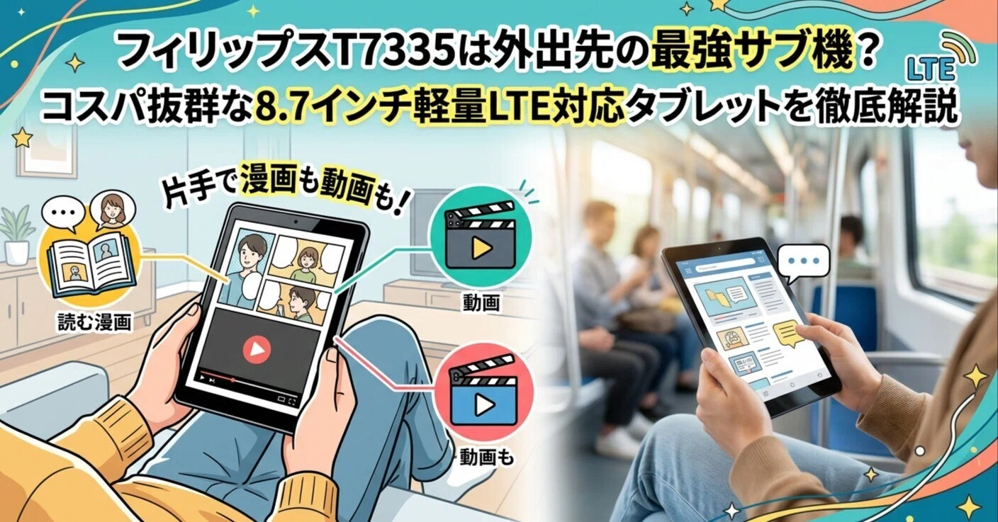 片手で漫画も動画も！フィリップスT7335は外出先の最強サブ機？コスパ
