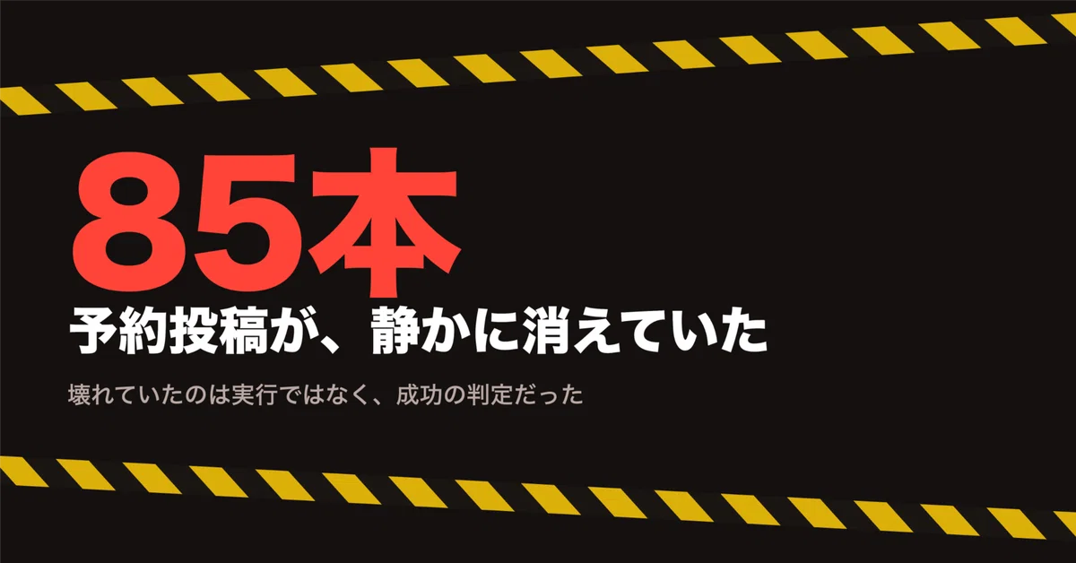 SNSの予約投稿をAIに任せたら85本消えていた話｜「成功」の定義を直す