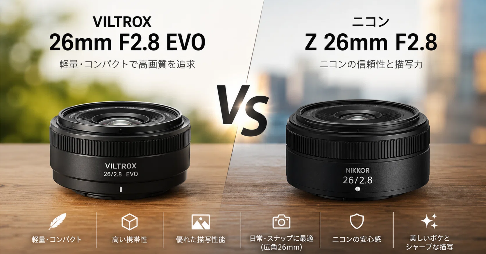 VILTROX 26mm F2.8 EVO」 vs 「ニコン Z 26mm F2.8」｜レビュー